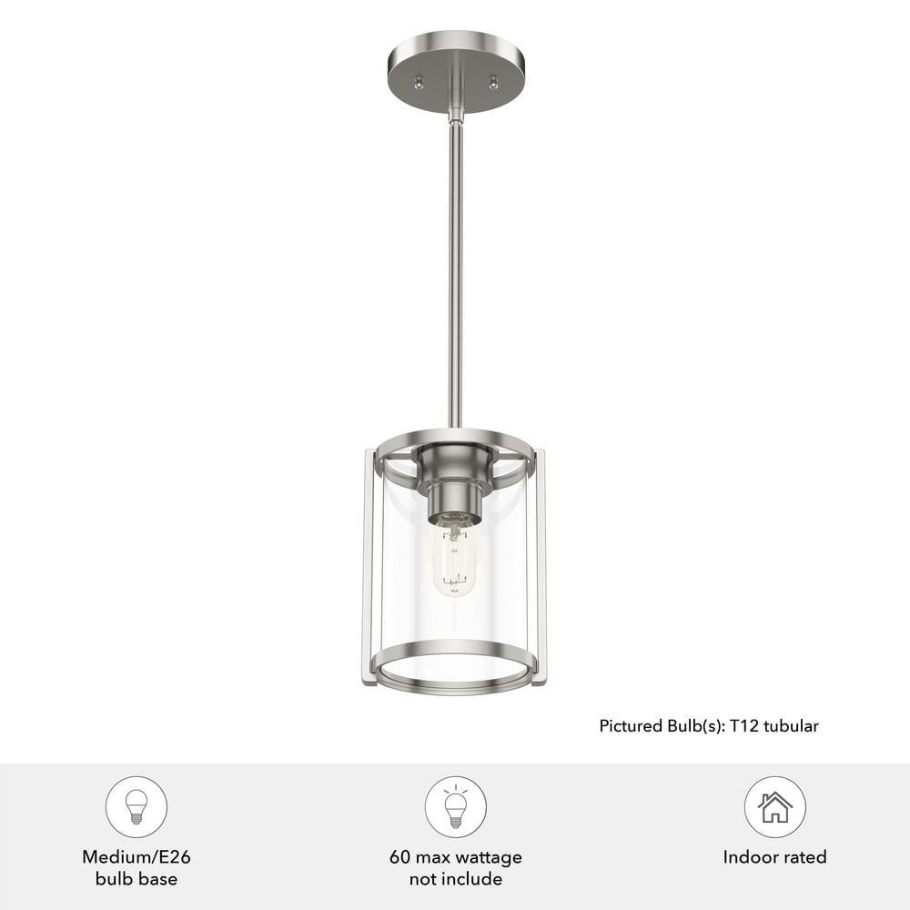 Astwood Clear Glass Mini Pendant Ceiling Light Fixture Silver - Hunter Fan: UL Listed, Adjustable Height