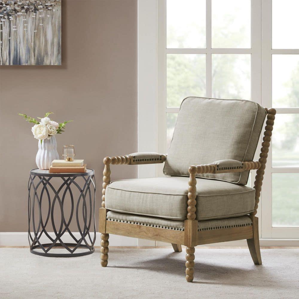 Madison Park Lyla Accent Chair Beige: Upholstered, Plywood Frame, Removable Cushions