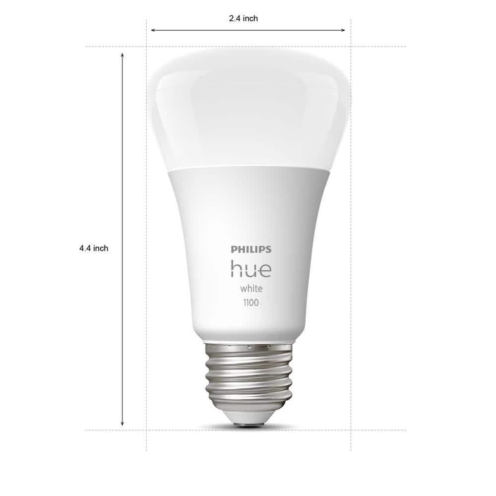 Philips Hue A19 75W Smart LED Bulb White: Dimmable, Smartphone Controlled, 1100 Lumens, Energy Star Certified