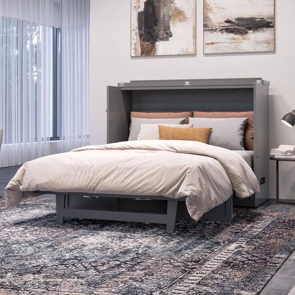 AFI Northfield Grey Full Solid Wood Murphy Bed Chest