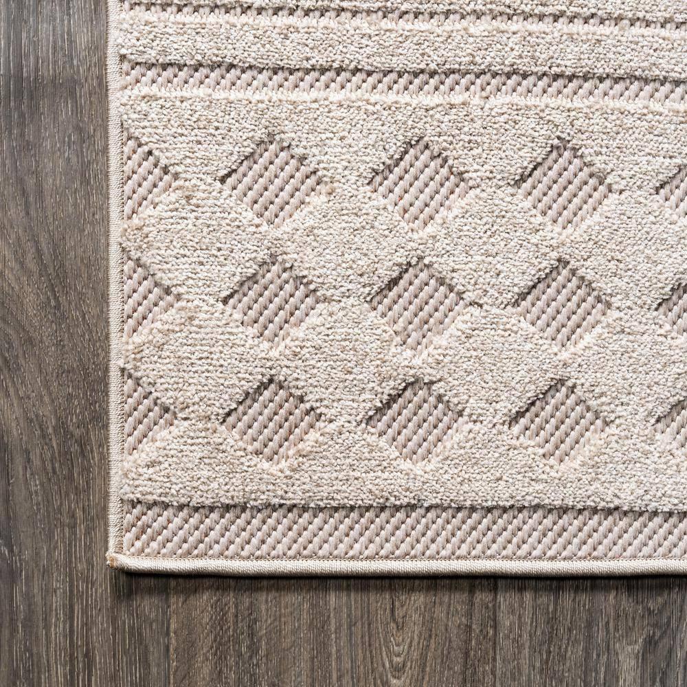 3'x5' Xlendi High-Low Pile Moroccan Geometric Indoor/Outdoor Area Rug, Beige - JONATHAN Y