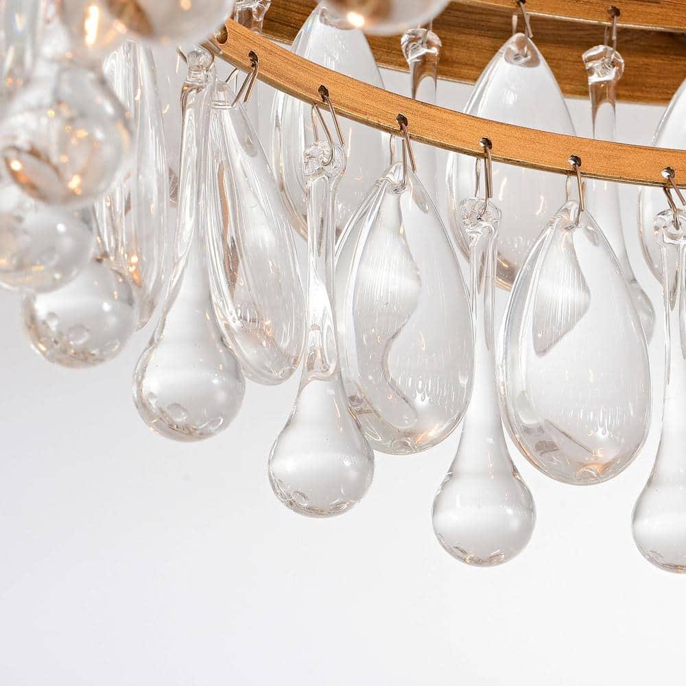 The Lighting Store Viviana Black 3-light Flush Mount with Crystal Glass Teardrops Brushed Brass