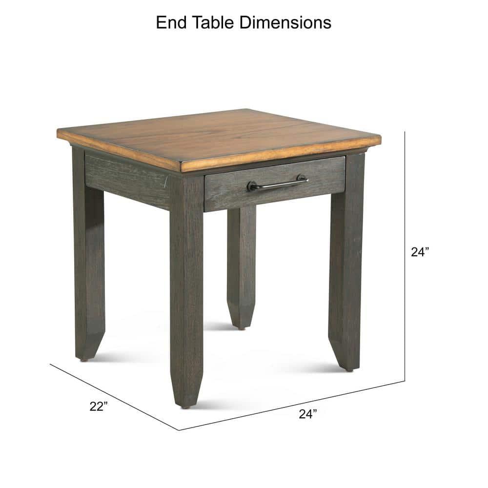 Bear Creek End Table Brown - Steve Silver Co.: Rustic Ivory, Honey Top, Drawer, Tapered Legs