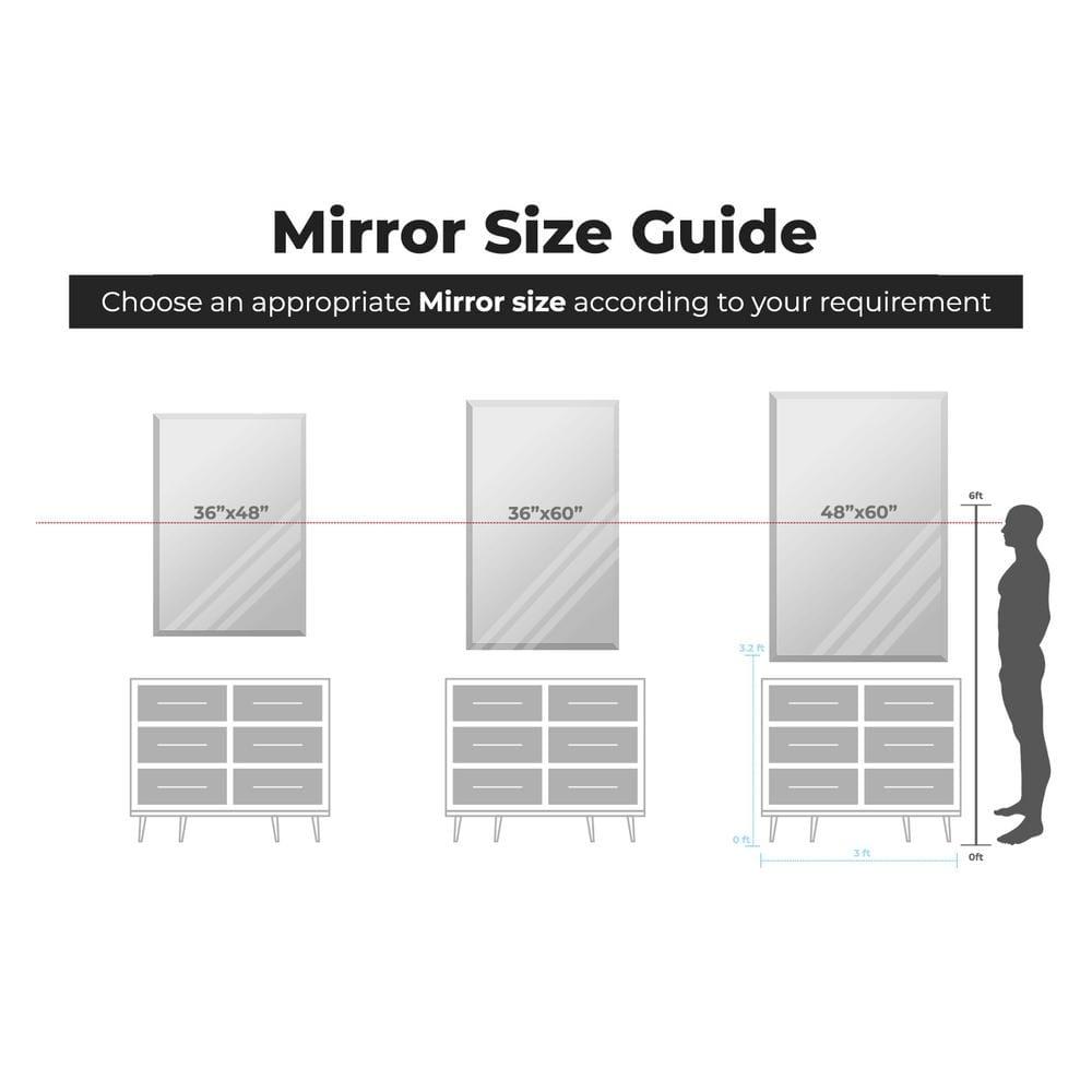 36"X48" inch Clear Rectangle Beveled Polish Frameless Wall Mirror with Hooks