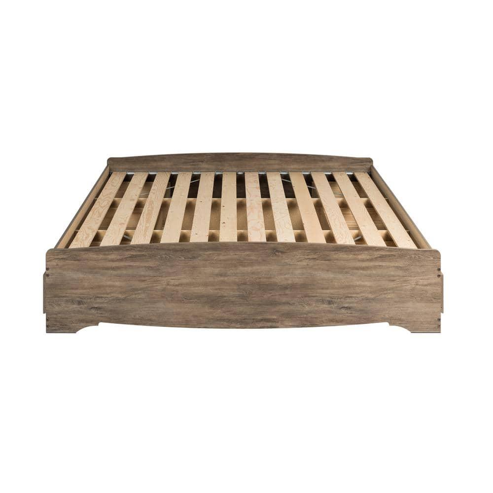 King Mate's Platform Storage Bed with 6 Drawers Drifted Gray - Prepac: King-Sized, No Box Spring Needed