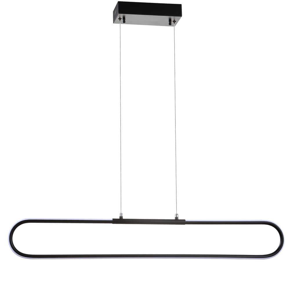Ned 39" Dimmable Adjustable Integrated LED Metal Linear Pendant, Black