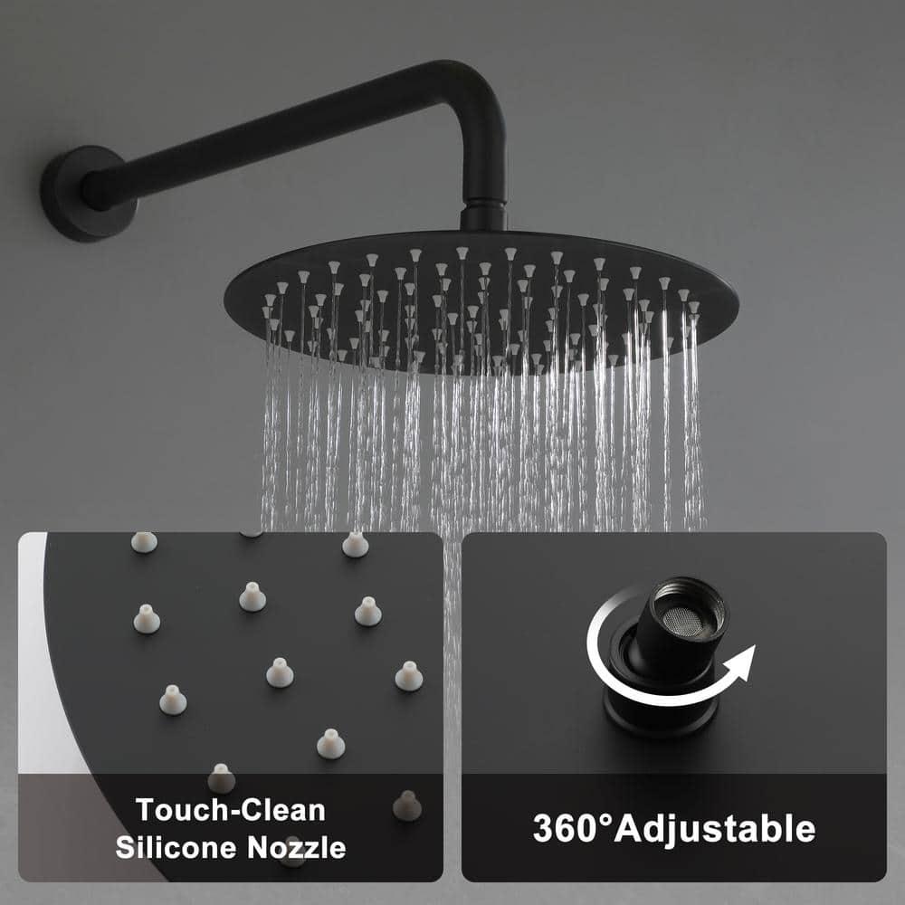 Matte Black Large Round Dual Shower Head System with Handheld