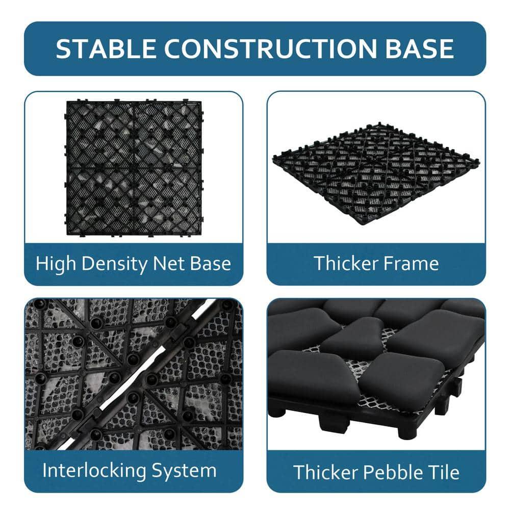 12'' L x 12'' W Stone Interlocking Deck Tile