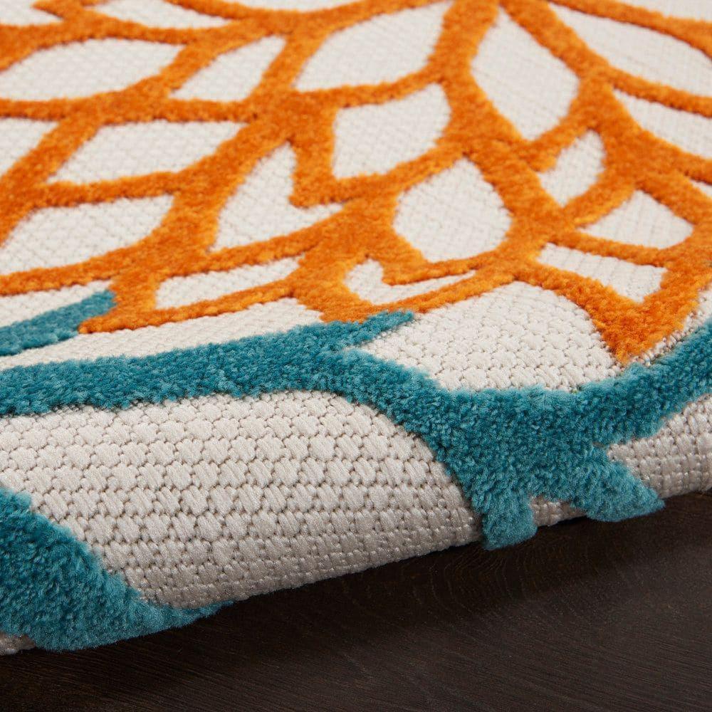 Nourison Aloha Floral Bloom Flatweave High-Low Indoor Outdoor Area Rug Turquoise Multicolor 9' x 12'