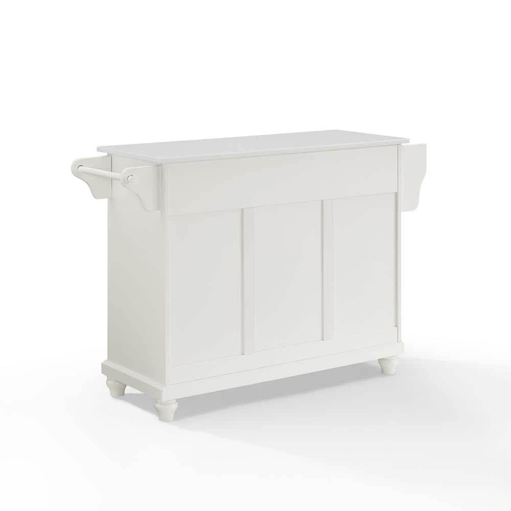 Cambridge Granite Top Full Size Kitchen Island/Cart White - Crosley: Adjustable, Storage, Spice Rack