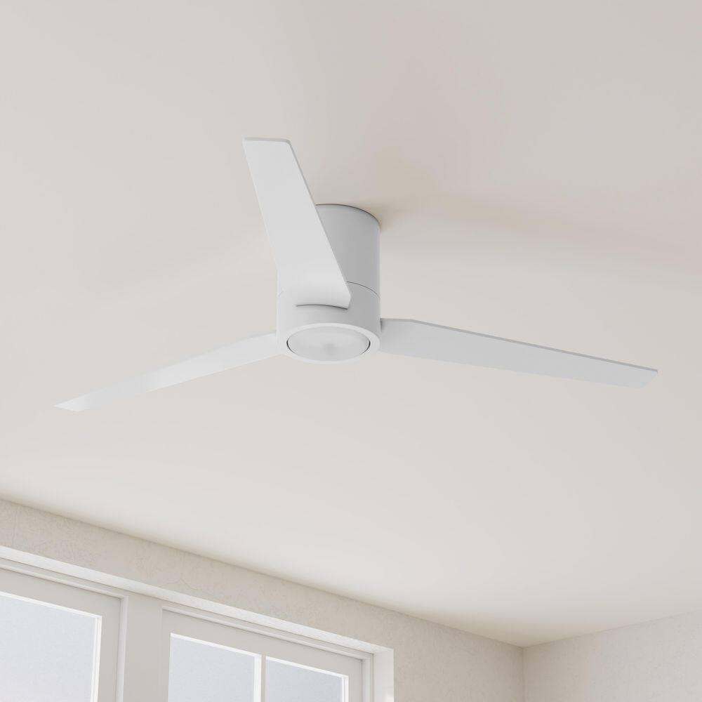 Braden 56" Integrated LED Indoor Satin White Mid-Century Modern Ceiling Fan with Light Kit and White Opal Shade and Remote Control