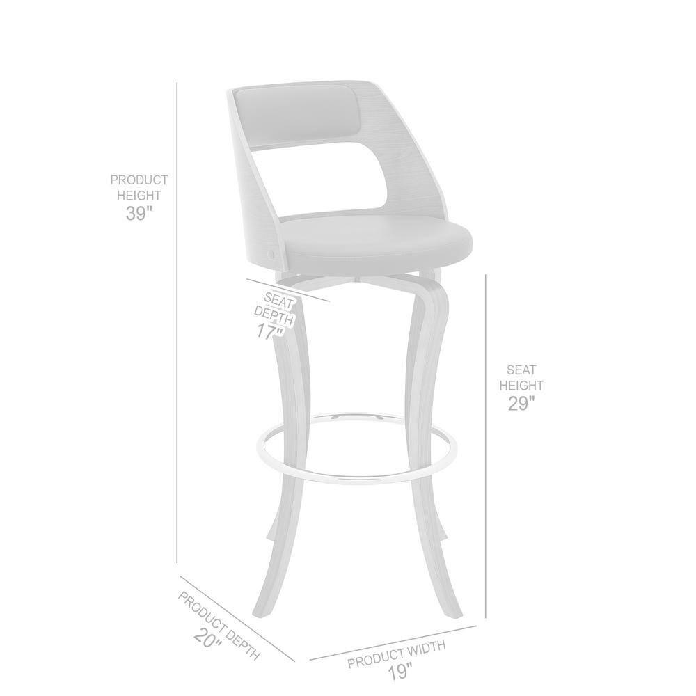 30 in. Grady Swivel Gray Faux Leather & Walnut Wood Bar Stool,