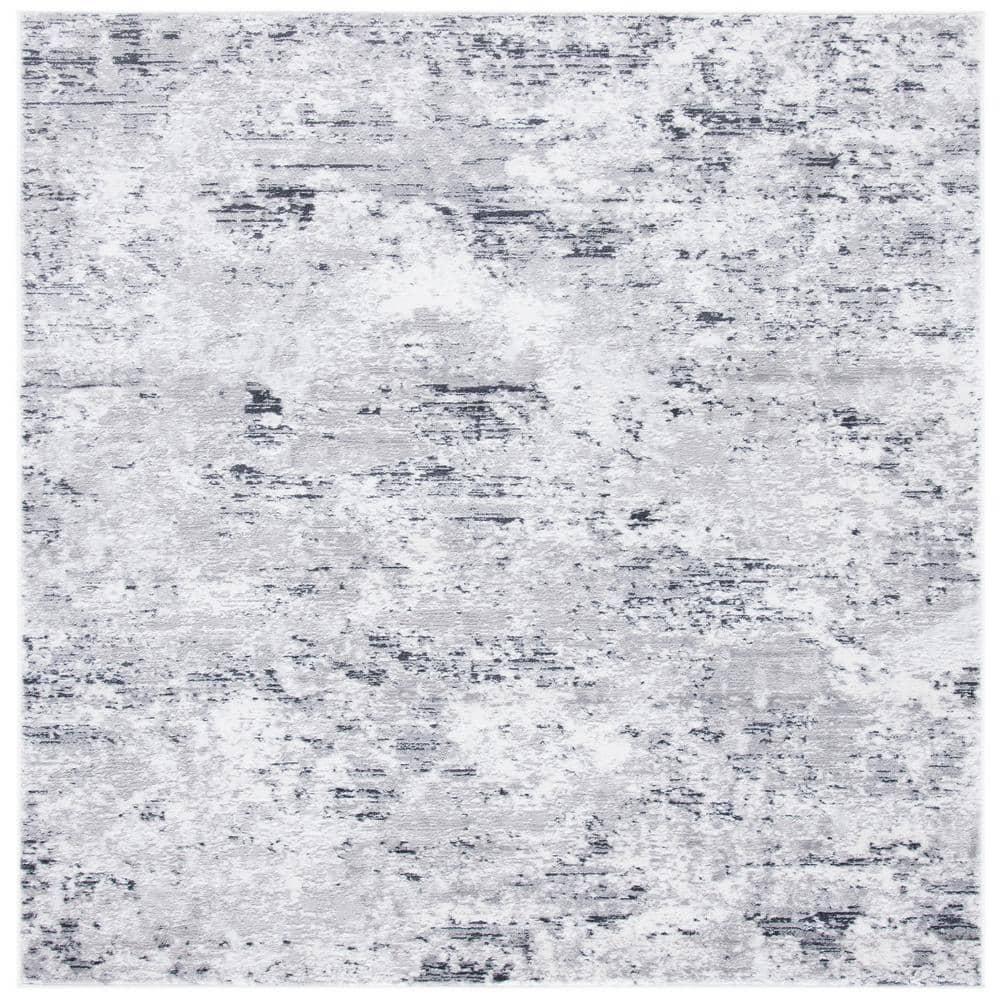 SAFAVIEH Amelia Alastar Abstract Area Rug, Grey/Ivory, 5'3" x 5'3" Square