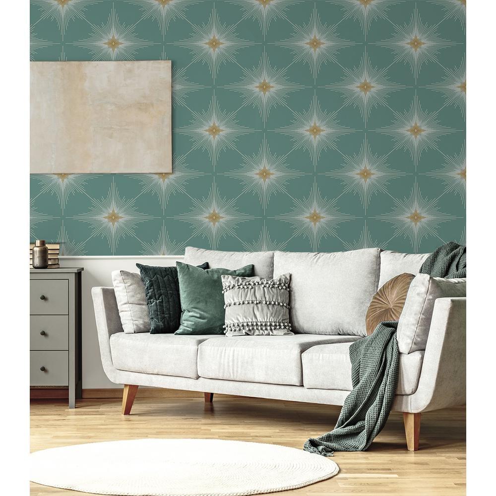 Seabreeze Blue Green Vinyl Geometric Peel and Stick Wallpaper