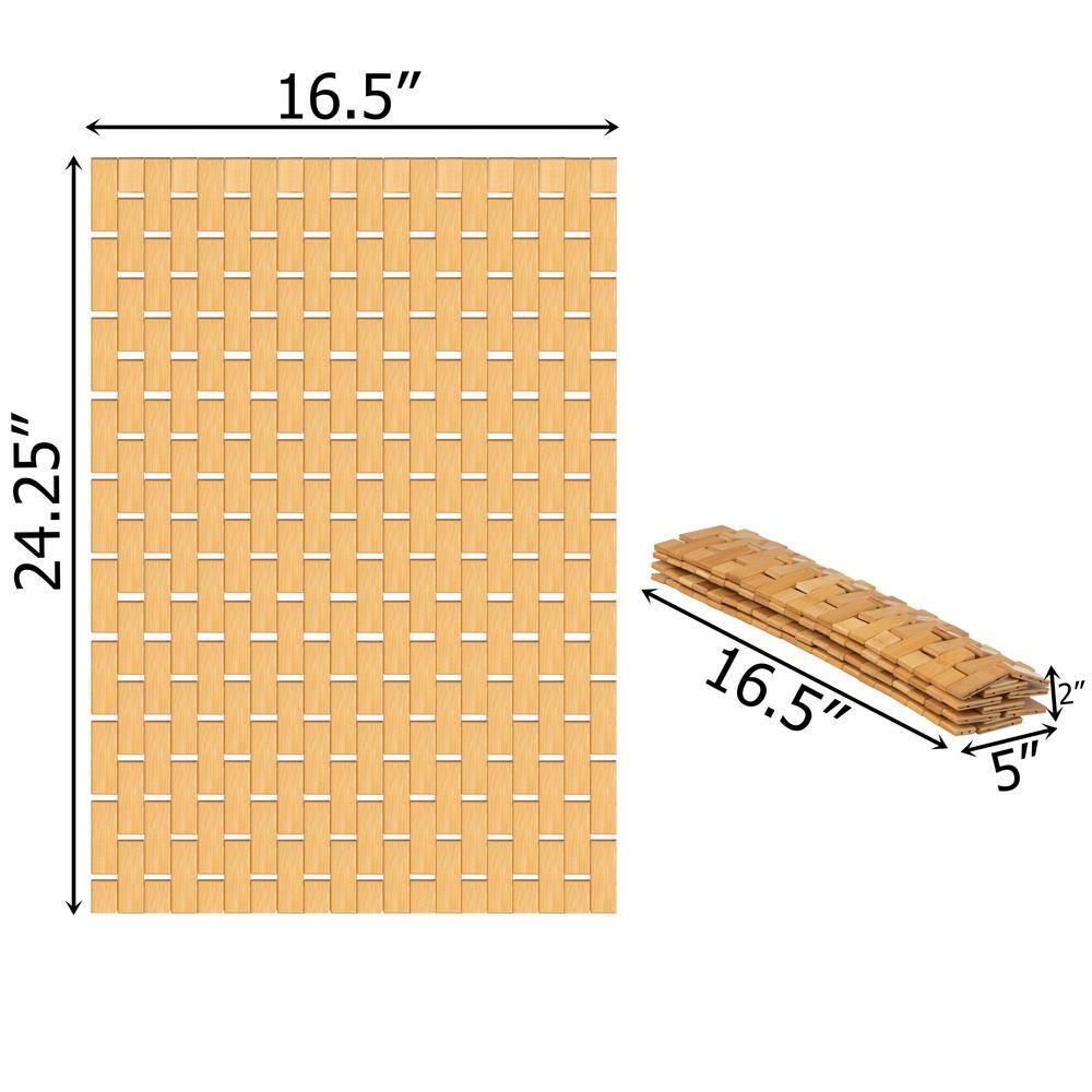 Basicwise Foldable Bamboo Bathroom Mat - Non-Slip Design for Showers, Bathtubs, Spas, and Pools - Providing Comfort, Quick Drying, Small