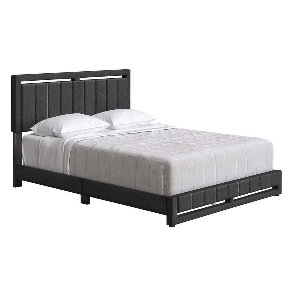 Boyd Sleep Senata Upholstered Linen Platform Bed Black Queen