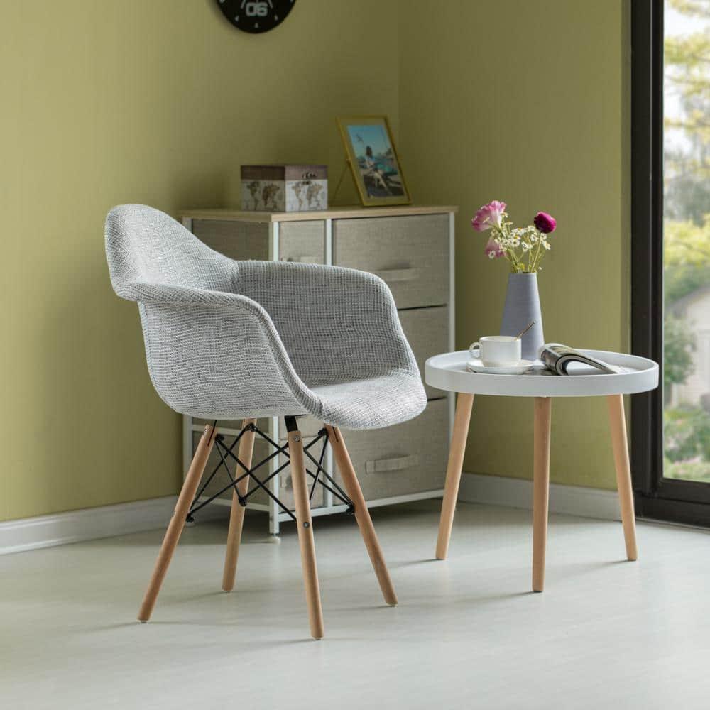 Gray Mid-Century Modern Ergonomic Side Chair with Beech Wooden Legs