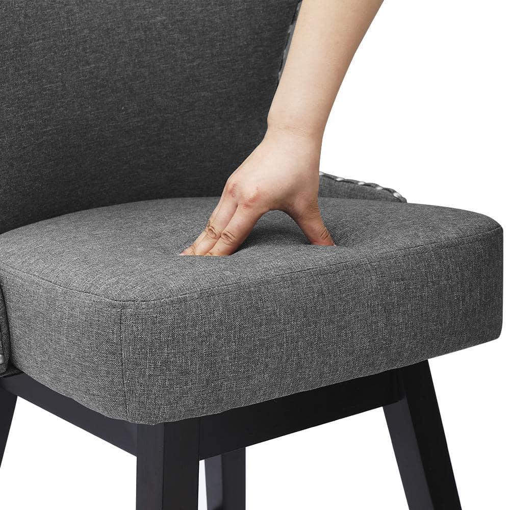 Zola 26 in. Gray Wood Frame Fabric Upholstered Swivel Bar Stool (Set of 4)