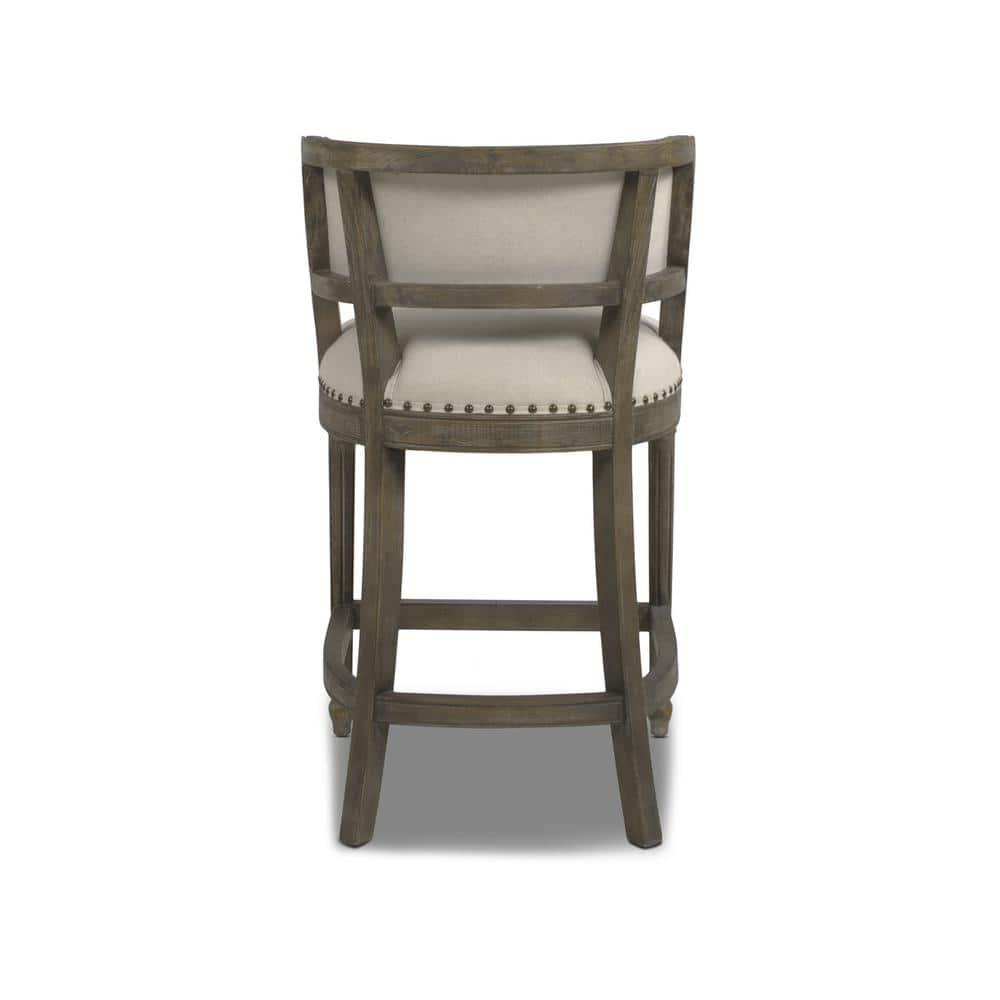 Jennifer Taylor Home Paris 26.5" Farmhouse Counter Height Bar Stool Light Beige