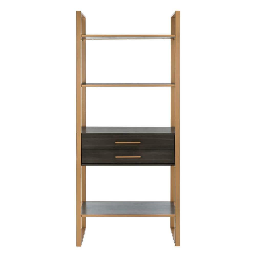 Skylar 4 Tier 1 Drawer Etagere - Gold / Grey - Safavieh