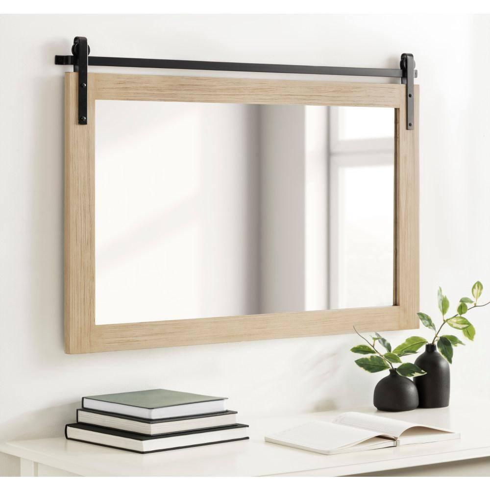 Kate & Laurel All Things Decor 38"x27" Cates Rustic Wall Mirror Natural: Transitional Farmhouse Style, No Assembly Required