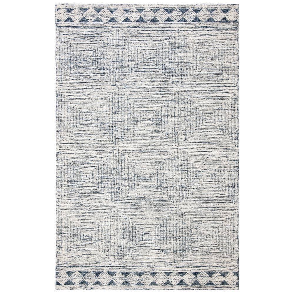 Abstract ABT349 Hand Tufted Area Rug - Ivory/Navy - 4' X 6' - Safavieh.