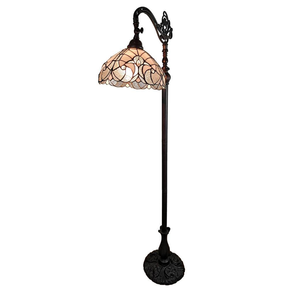 Amora Lighting Tiffany Style White Reading Floor Lamp 62" High