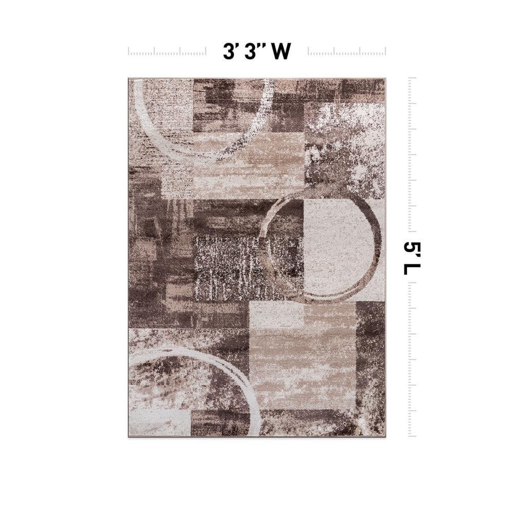 World Rug Gallery Abstract Circle Gray 8'8"x12' Area Rug