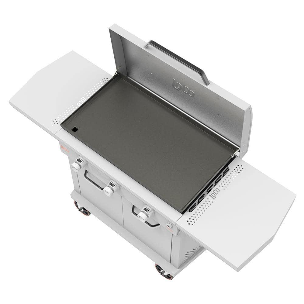 LoCo Cookers 36 Inch 3-Burner Flat Top Propane Grill with Shelves & Trays