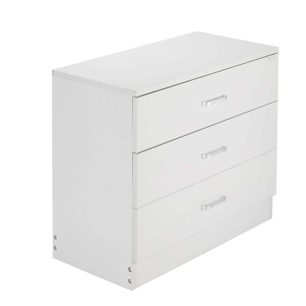 Oufan 3 White Chest of Drawers, 22 in. H x 26 in. W x 13. D, White