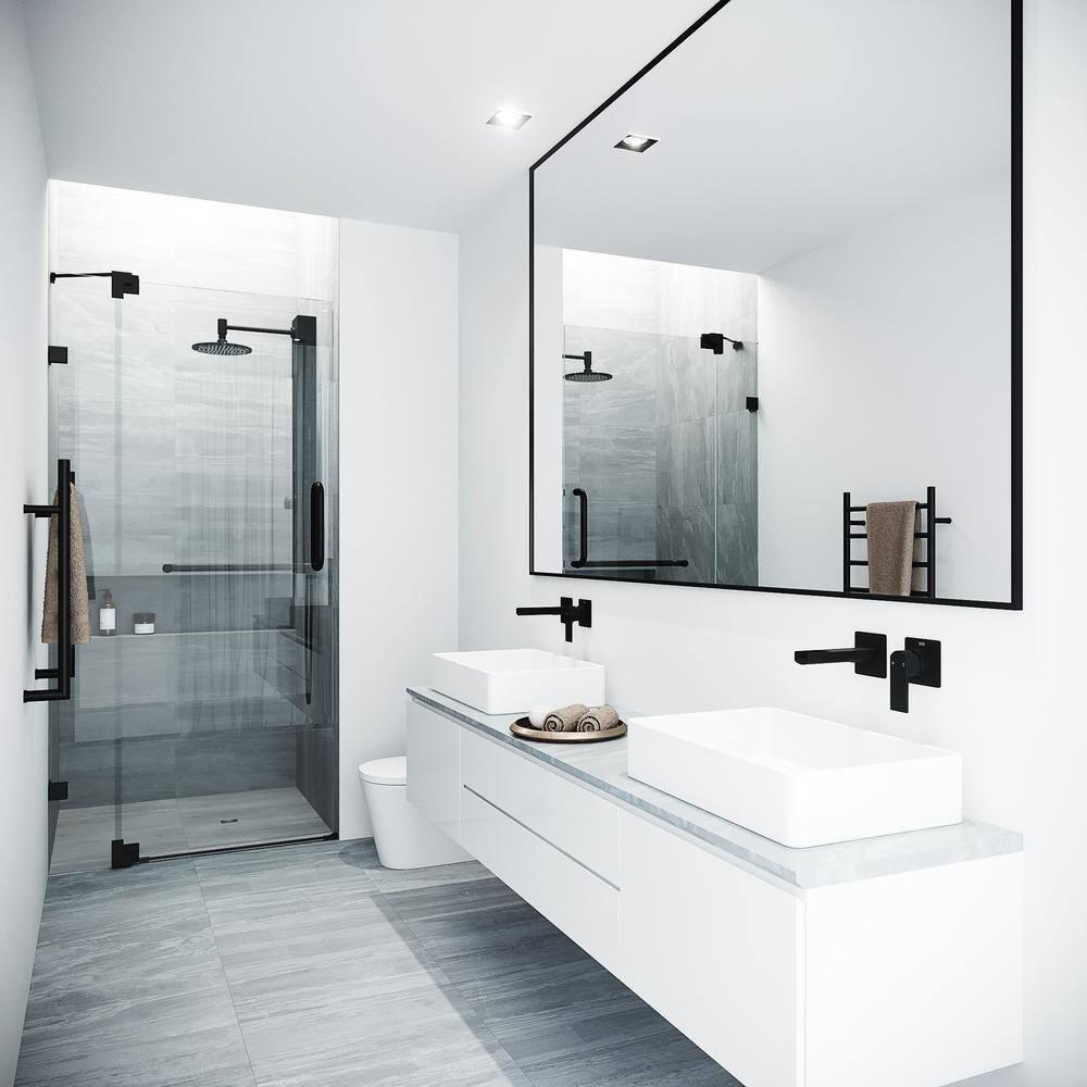 Pirouette 30-36" W x 72" H Pivot Frameless Shower Door with 3/8" Clear Glass