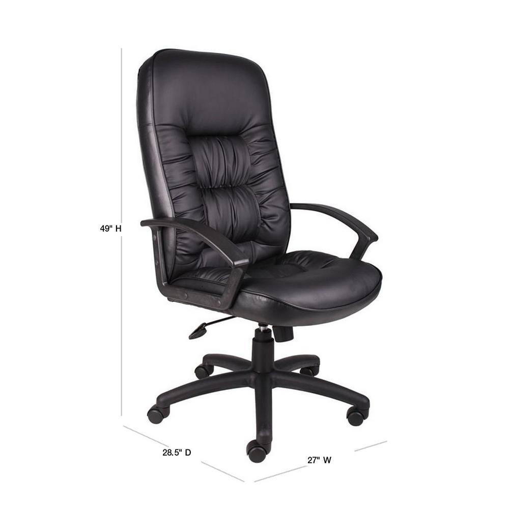 High Back LeatherPlus Chair Black - Boss Office Products: Ergonomic, Adjustable, Swivel, Casters/Wheels