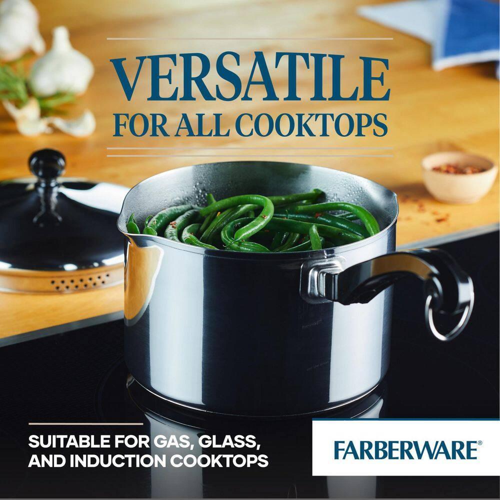 Farberware Classic Stainless Steel Straining Saucepan with Lid, 1-Quart