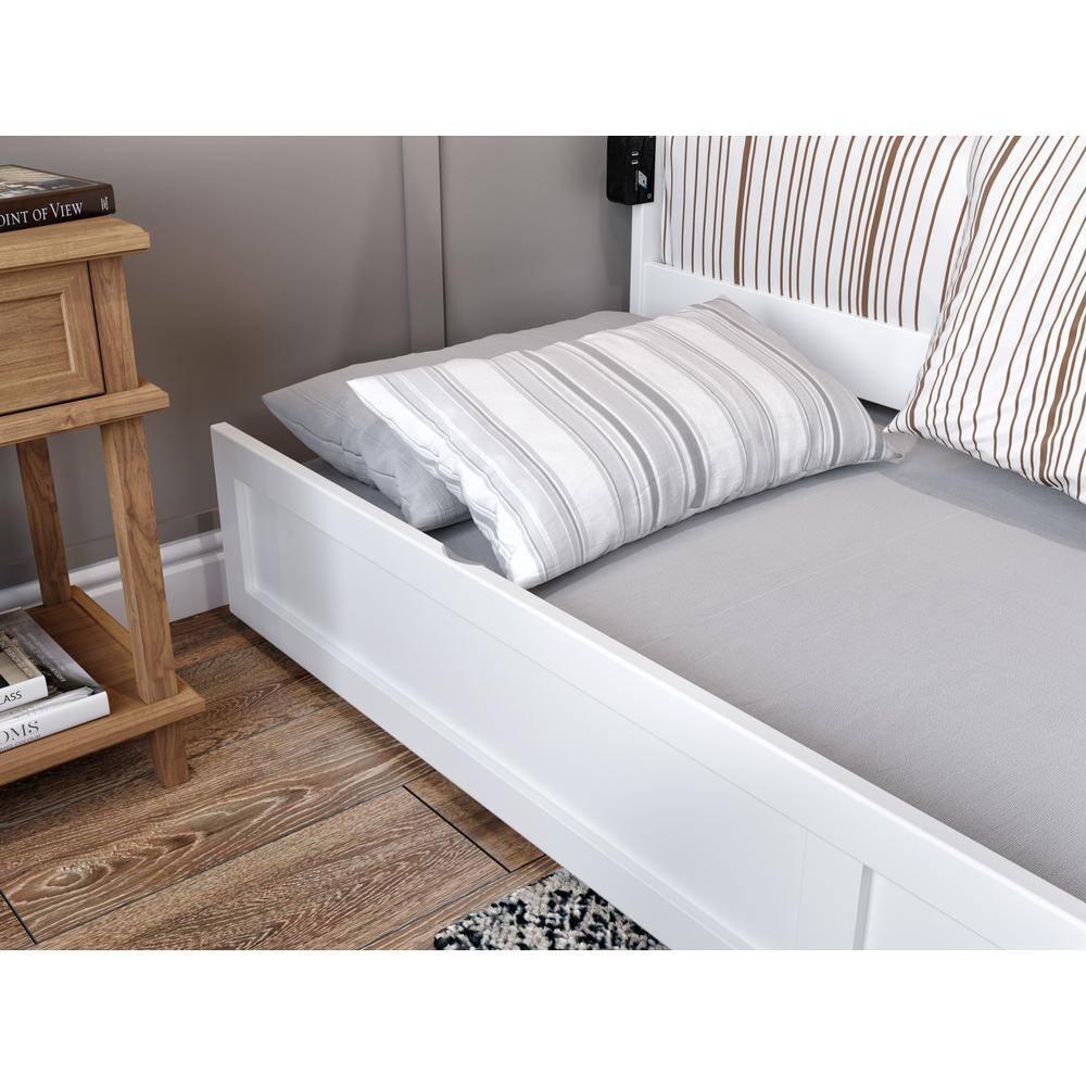 AFI Warren Solid Wood Full Bed with Twin Trundle and USB Charger in White