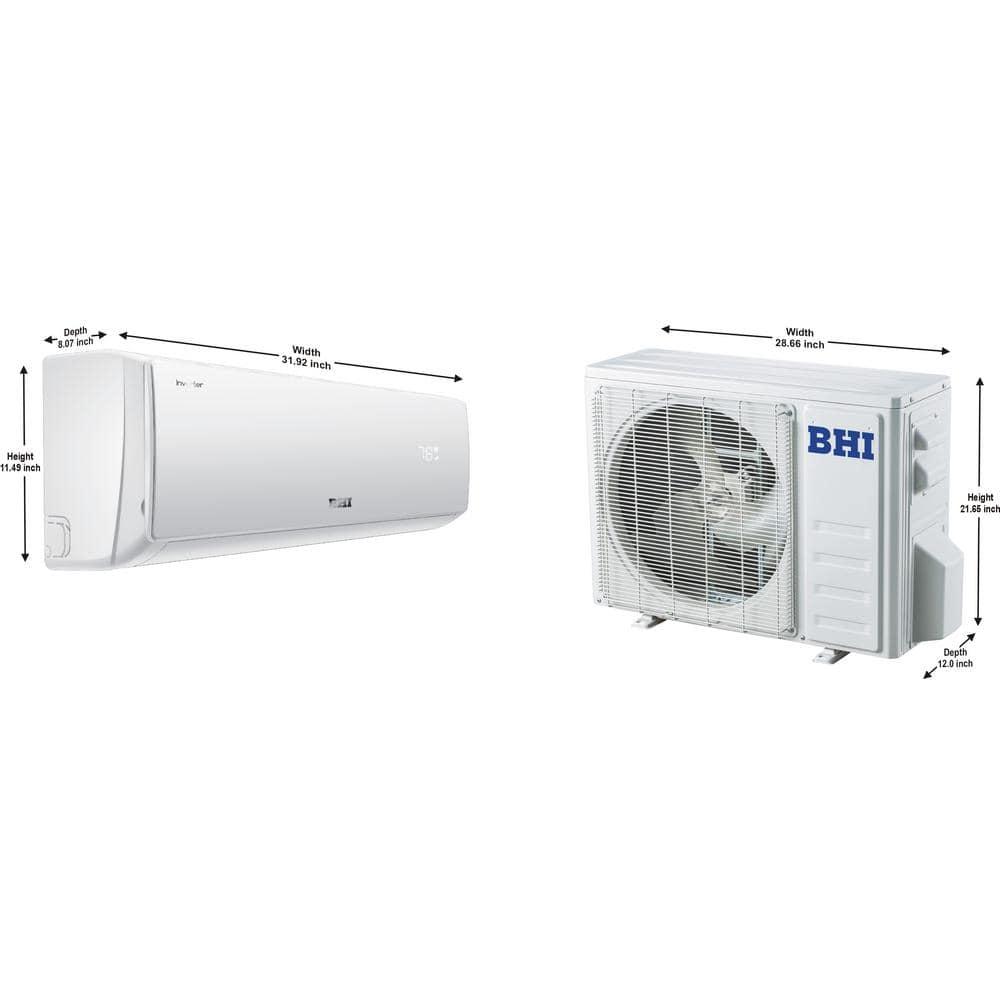 BHI 12000 BTU Wi-Fi Connected Ductless Mini Split Air Conditioner for 600 Square Feet with Heater and Remote Included