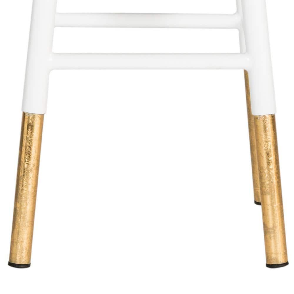 Emery Dipped Gold Leaf Counter Stool - FOX3231 - White/Gold - Safavieh Couture