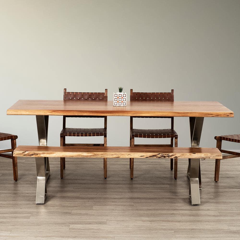 Primo International 51223 70 in. Sutherland Rustic Dining Table, Brown