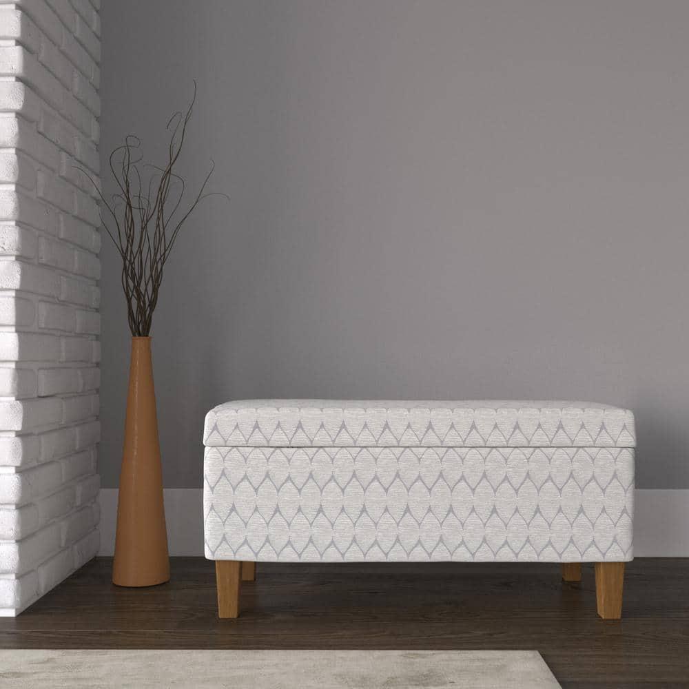 Large Textured Storage Bench Light Gray - HomePop: Upholstered, Bedroom, Rectangular, Wood Legs