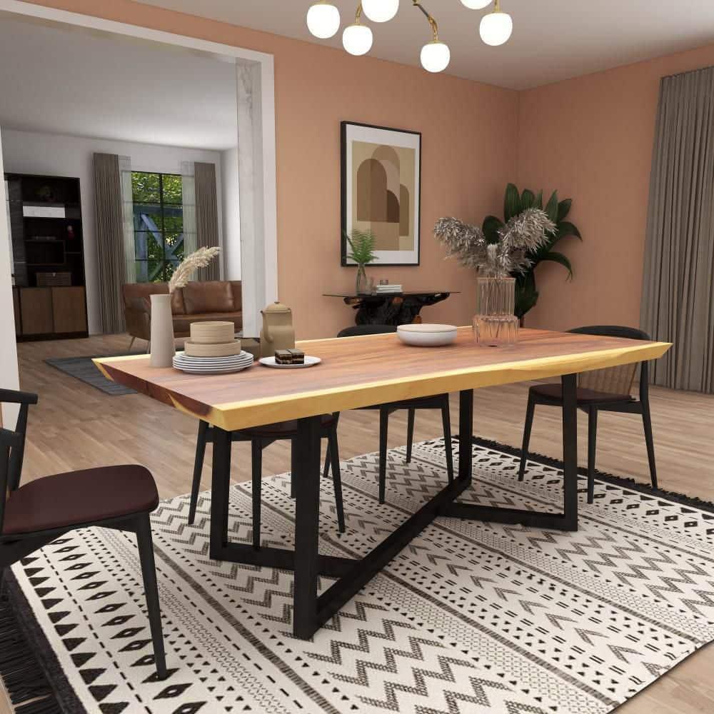 Contemporary Wood Dining Table Brown - Olivia & May: Sleek Design, Seats 6, Non-Extendable