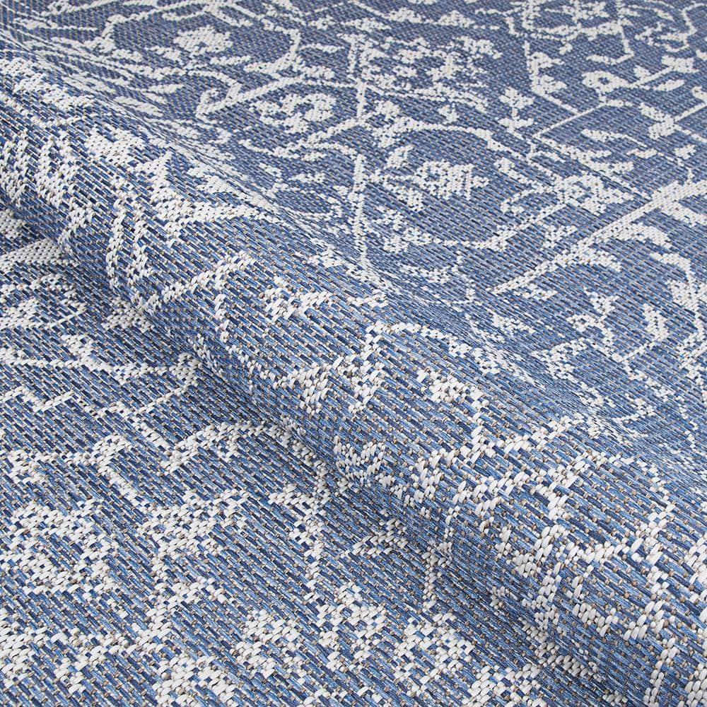 Couristan Monte Carlo Palmette Indoor/Outdoor Area Rug, 3'9" x 5'5", Navy-Ivory