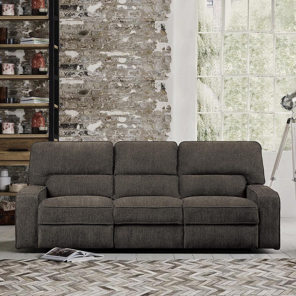 Lexicon Borneo Traditional Chenille Double Reclining Sofa in Chocolate