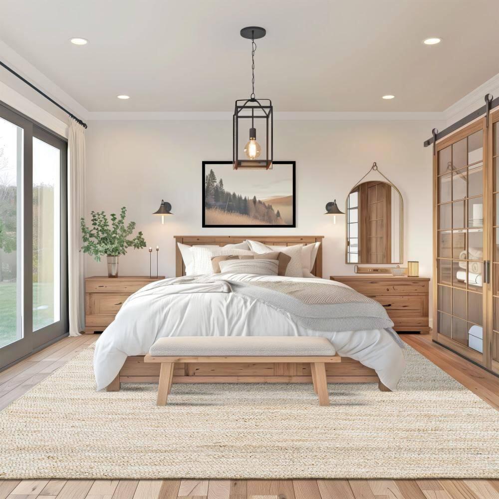 Nuloom 10 Square Rigo Jute Hand Woven Indoor Area Rug, Off White, Solid Farmhouse Design, Natural Fiber Bedroom, Living Room, Kitchen,