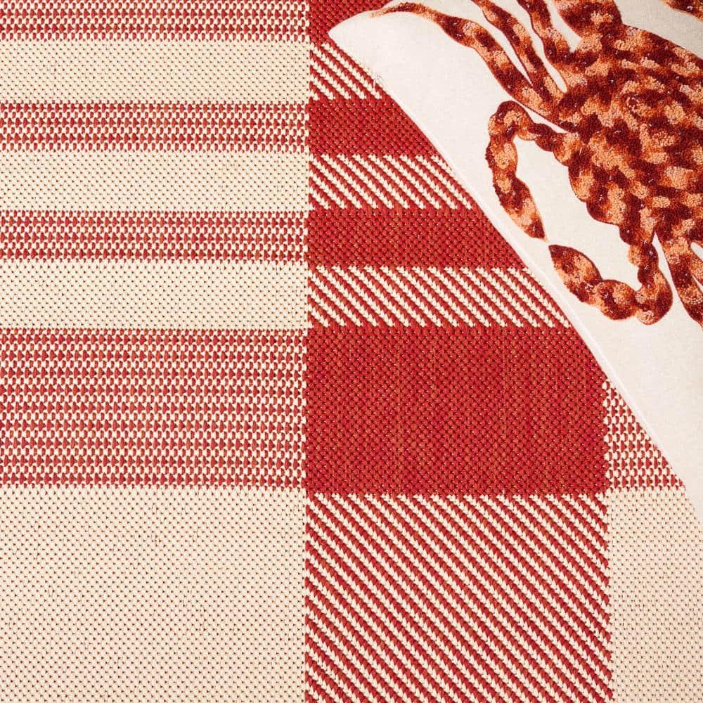SAFAVIEH Courtyard Benjamin Plaid Indoor/Outdoor Area Rug, Red/Bone, 2'7" x 5'