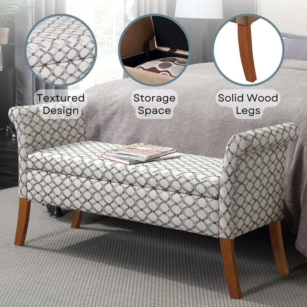 Designs4Comfort Garbo Storage Bench Ottoman  Ribbon Pattern Fabric
