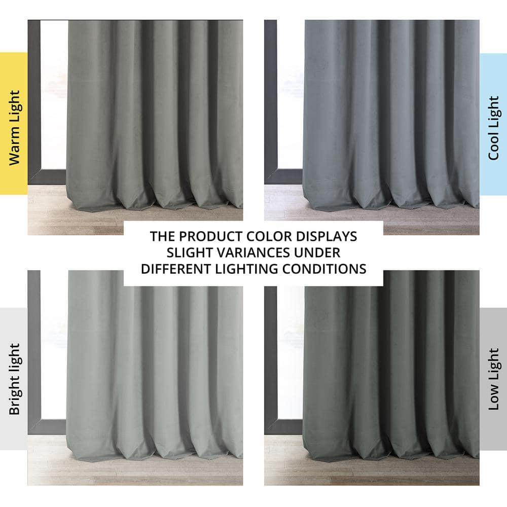 Half Price Drapes Signature Silver Grey Velvet Blackout Curtains for Bedrooms(1 Panel), 50WX 96L