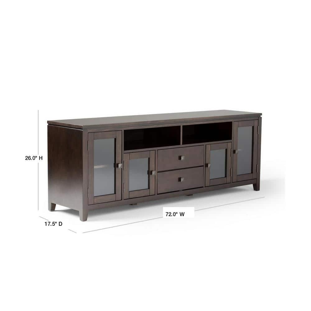 Simpli Home Cosmopolitan SOLID WOOD 72 inch Wide TV Media Stand For TVs up to 80 inches