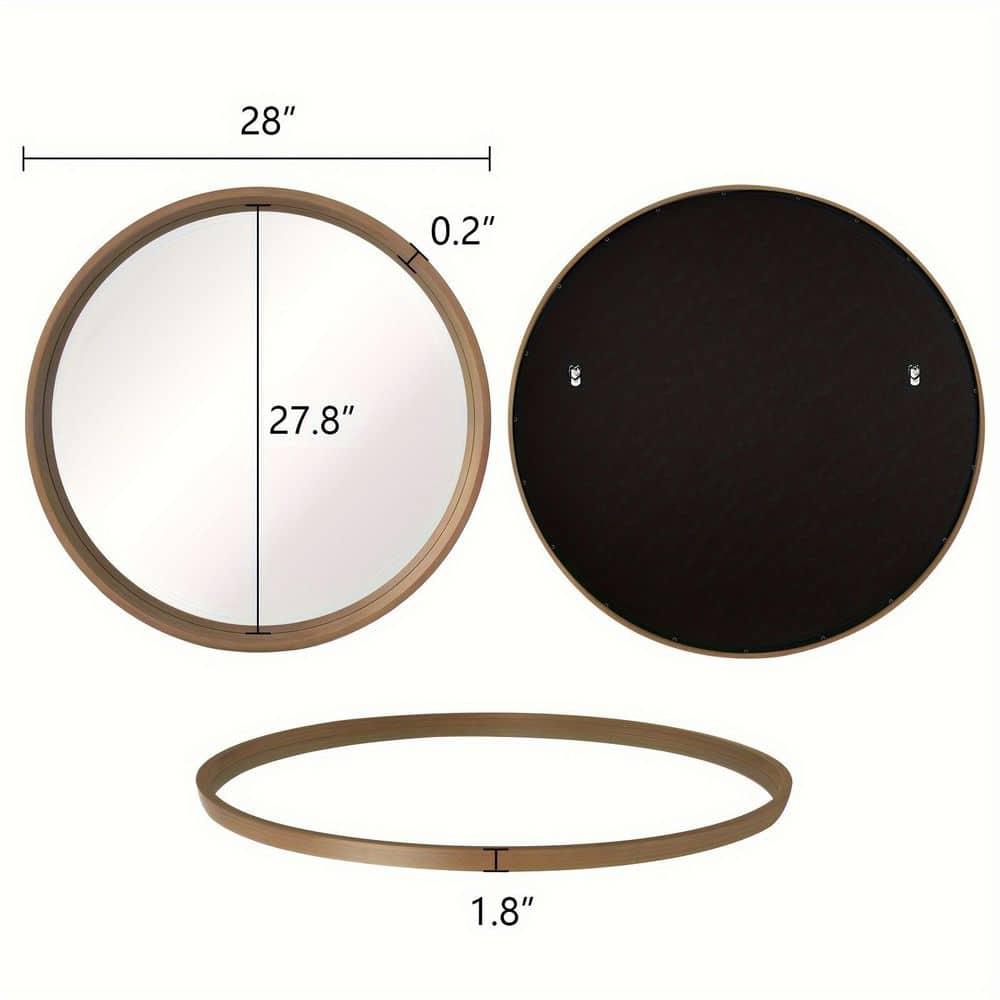 28" Wood Round Mirror Natural - WallBeyond: Pine Frame, 27" Diameter, Modern Decor, Wall Mount