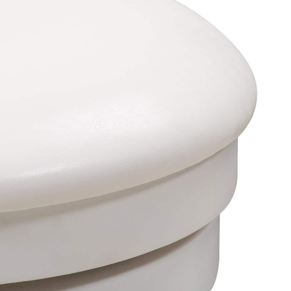 CorLiving Wood Bar Stool Chair Set of 2 in White -Rotating Round Seat & Footrest
