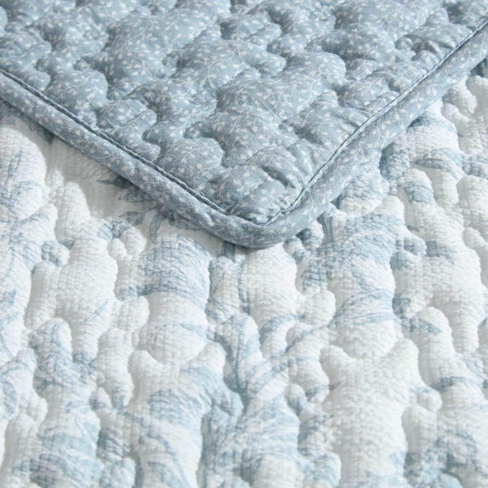 Amberly Blue Reversible Twin Microfiber Quilt Set