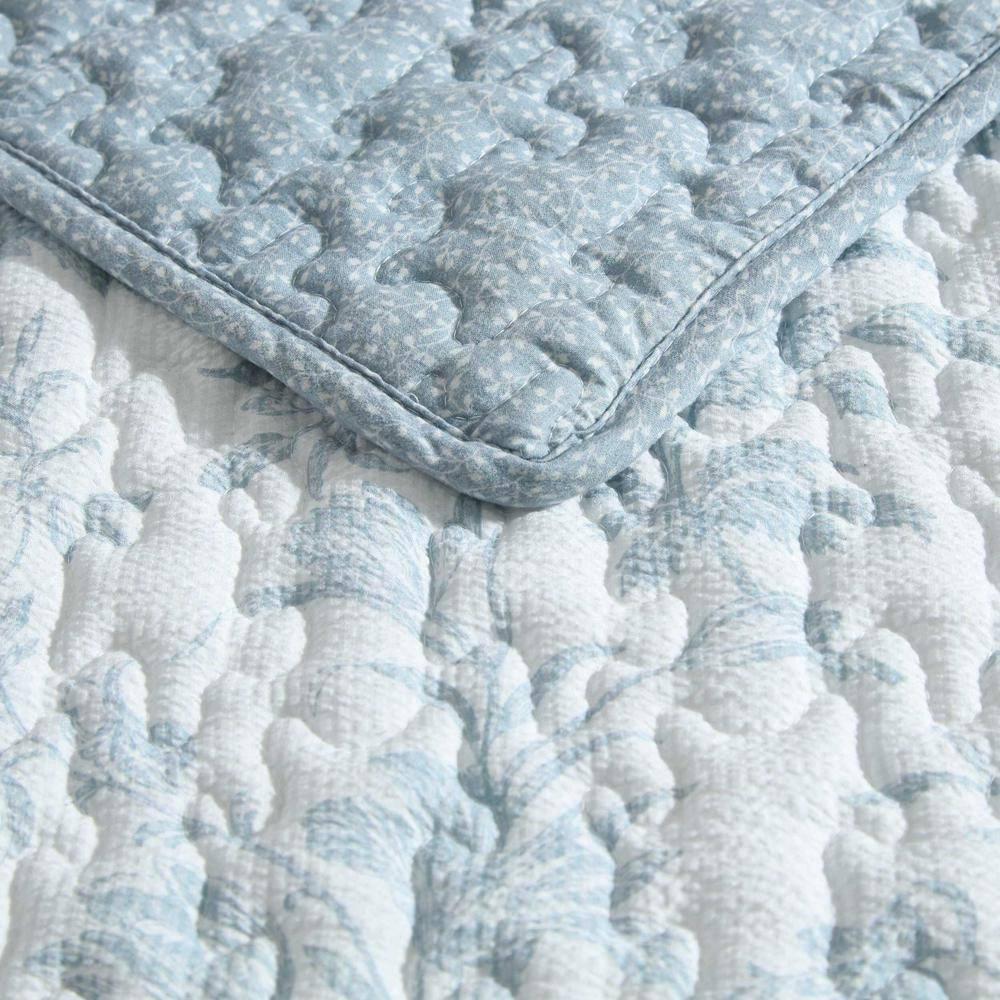 Amberly Blue King Reversible Microfiber Quilt Set